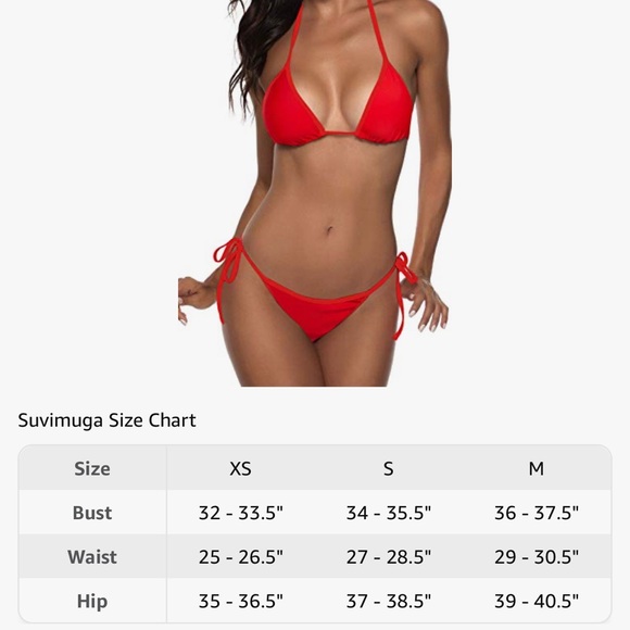 Red String two piece Triangle Bikini - Picture 3 of 7